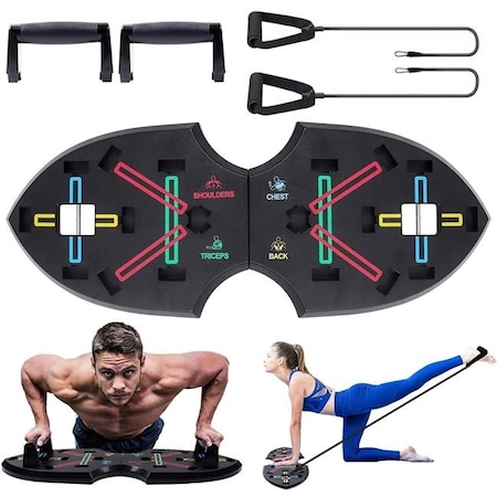 Zunammy ZWB4000-M4 Ztech 12-in-1 Push Up Rack Board Fitness System With Resistance Bands; Multi Color